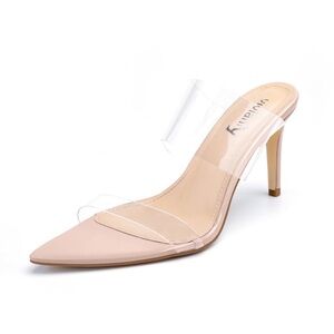 Beige Heels with Transparent clear Straps